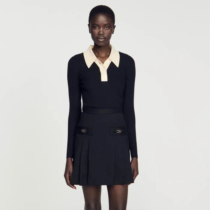 Sweaters and Cardigans Women SANDRO Knit Polo Neck Sweater Black