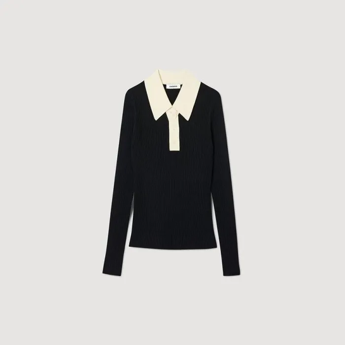 Sweaters and Cardigans Women SANDRO Knit Polo Neck Sweater Black