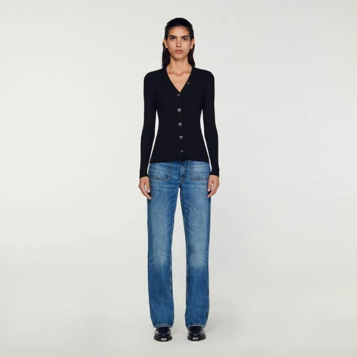 Sweaters and Cardigans Women SANDRO Knitted Cardigan Black