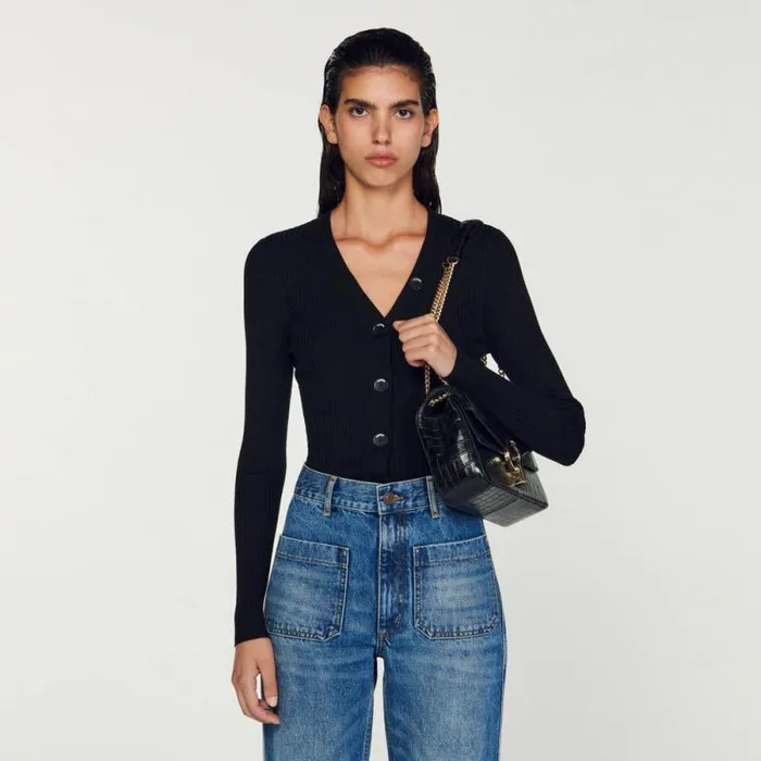 Sweaters and Cardigans Women SANDRO Knitted Cardigan Black