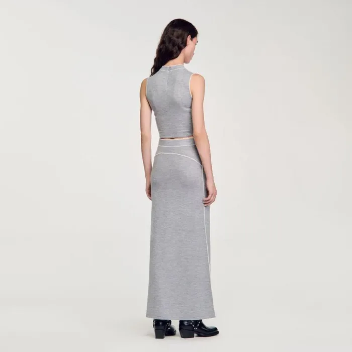 Sweaters and Cardigans Women SANDRO Sleeveless Knitted Crop Top Grey