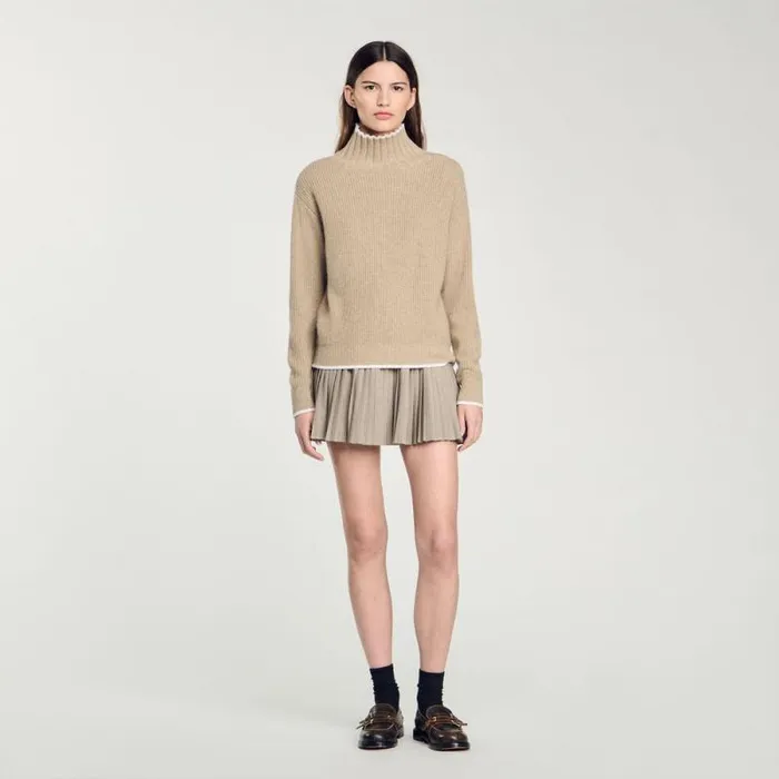 Sweaters and Cardigans Women SANDRO Turtleneck Jumper Beige