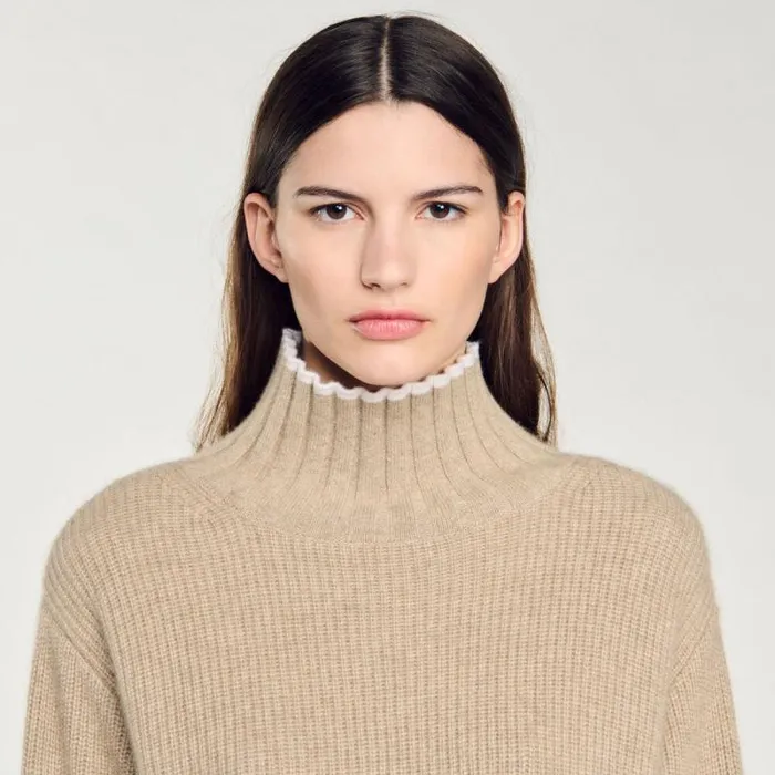 Sweaters and Cardigans Women SANDRO Turtleneck Jumper Beige