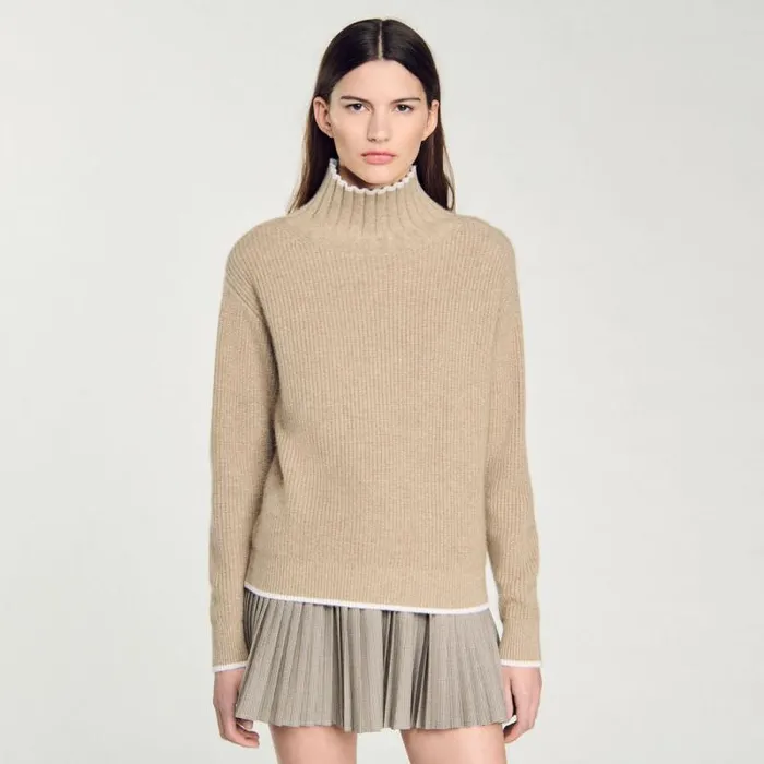 Sweaters and Cardigans Women SANDRO Turtleneck Jumper Beige