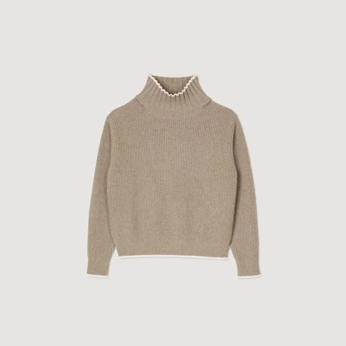 Sweaters and Cardigans Women SANDRO Turtleneck Jumper Beige