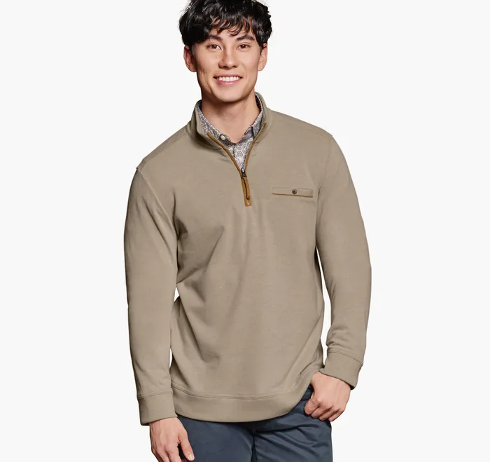 Sweaters and Knits Johnston and Murphy Men Knit QuarterZip Oatmeal