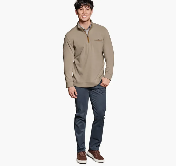 Sweaters and Knits Johnston and Murphy Men Knit QuarterZip Oatmeal