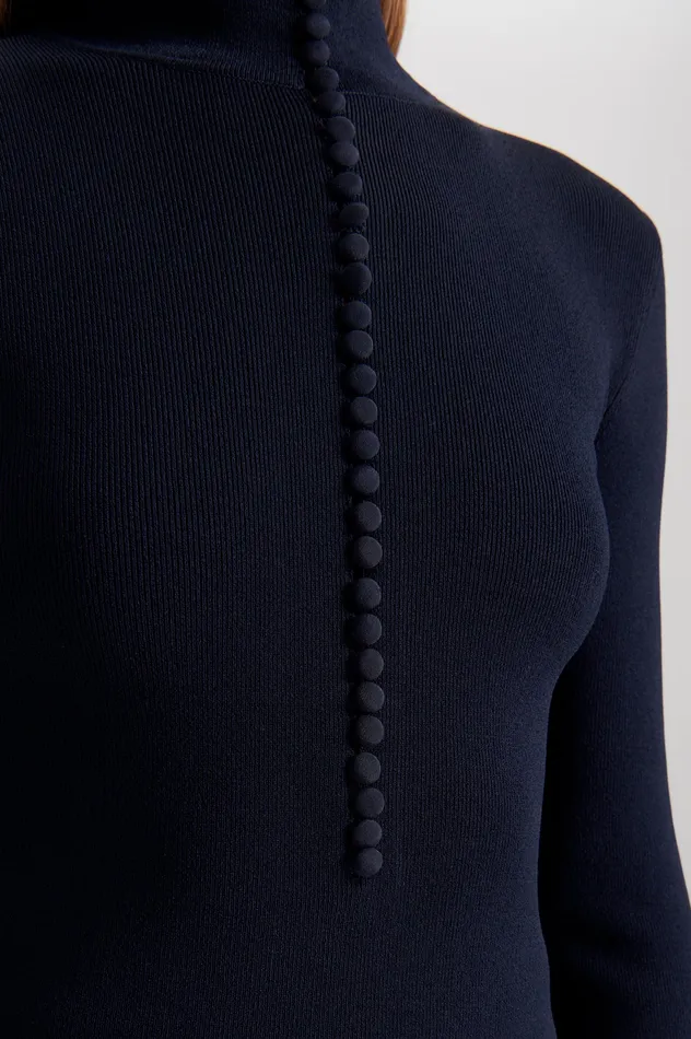 Sweaters CREPE KNIT BUTTON POLO SWEATER NAVY Scanlan Theodore Women