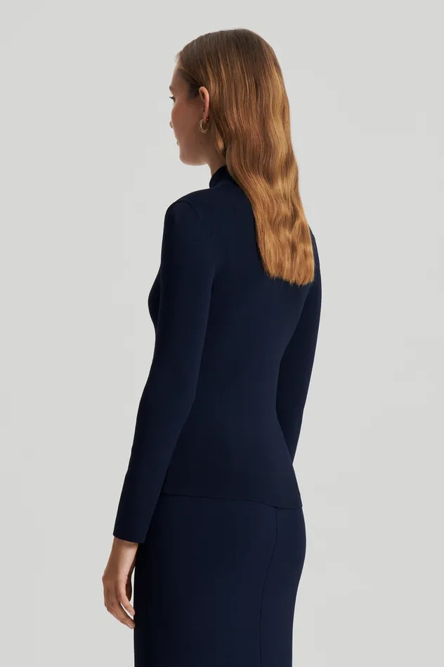 Sweaters CREPE KNIT BUTTON POLO SWEATER NAVY Scanlan Theodore Women