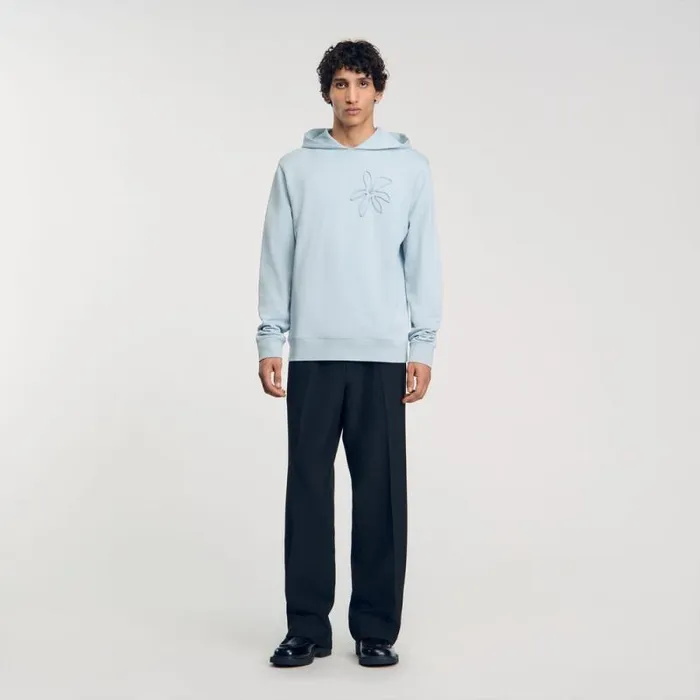 Sweatshirts and Hoodies Men SANDRO Floral Hoodie Baby Blue
