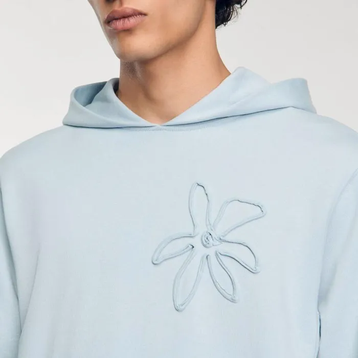 Sweatshirts and Hoodies Men SANDRO Floral Hoodie Baby Blue