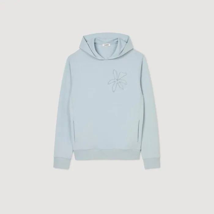 Sweatshirts and Hoodies Men SANDRO Floral Hoodie Baby Blue