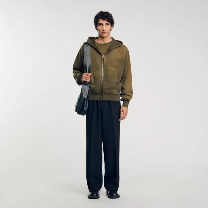 Sweatshirts and Hoodies Men SANDRO Hooded Sweatshirt Olive Green