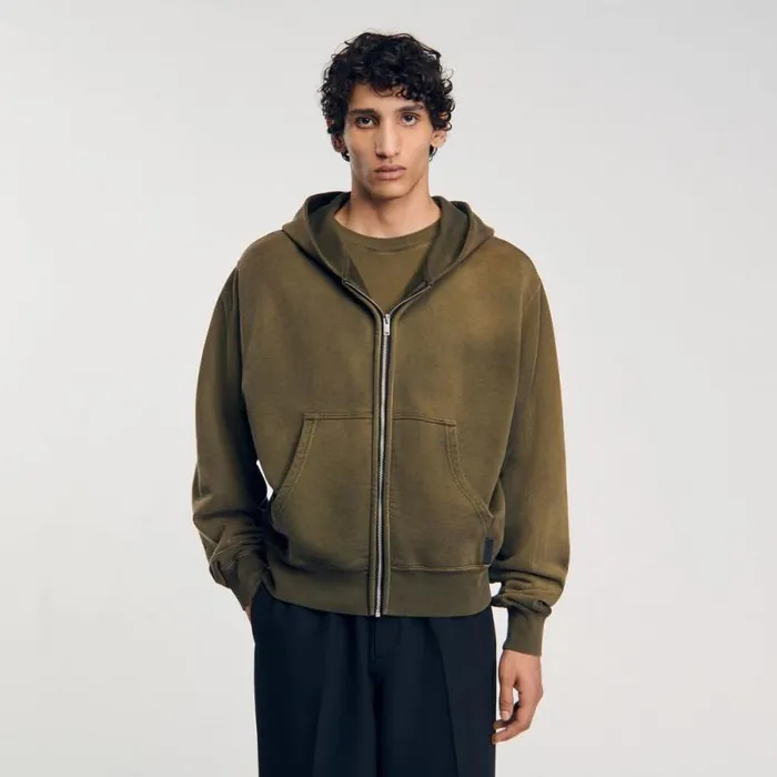 Sweatshirts and Hoodies Men SANDRO Hooded Sweatshirt Olive Green