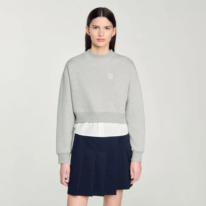 Sweatshirts Women SANDRO Layered Effect Sweatshirt Grey