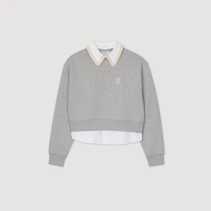 Sweatshirts Women SANDRO Layered Effect Sweatshirt Grey