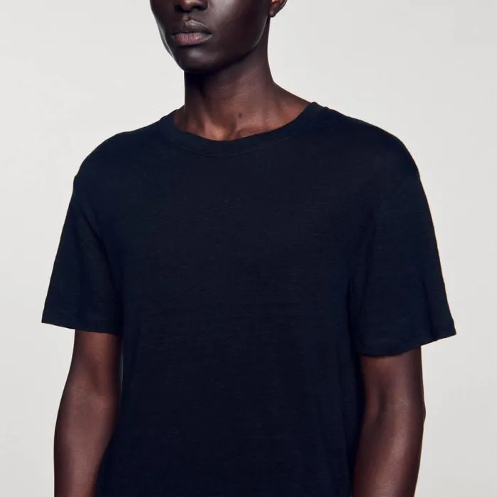 Tshirts and Polos Men SANDRO Linen Tshirt Black