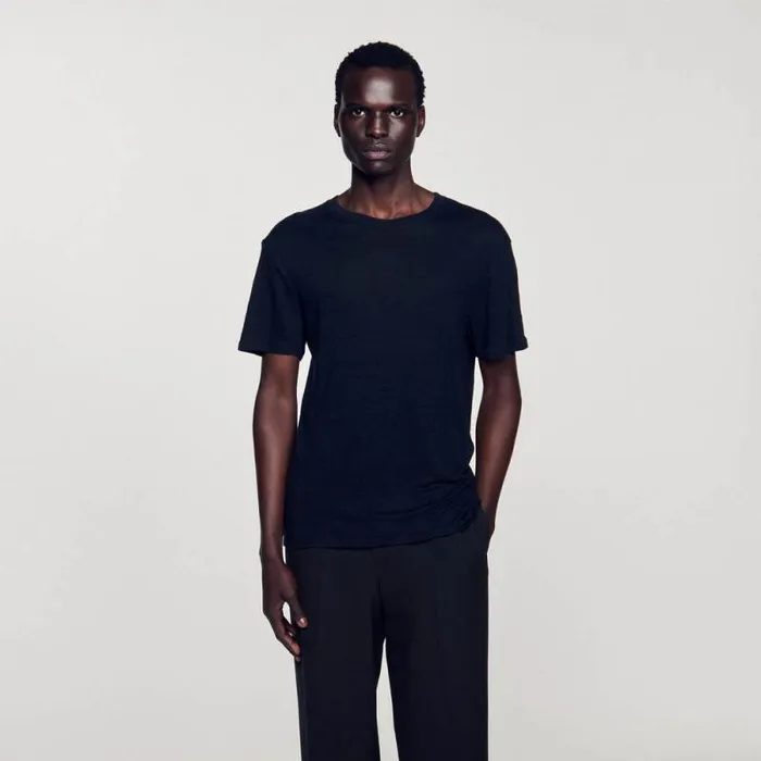 Tshirts and Polos Men SANDRO Linen Tshirt Black