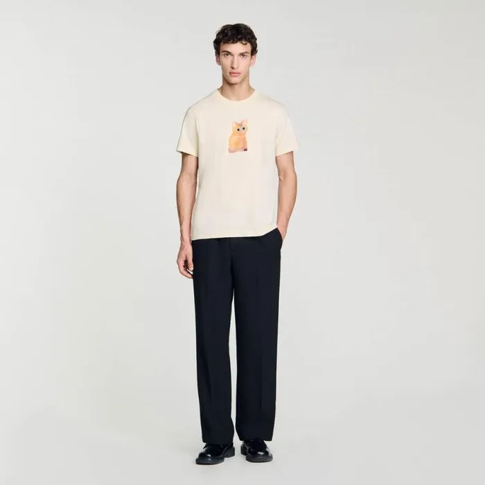 Tshirts and Polos Men SANDRO Wild Animals Tshirt Ivory