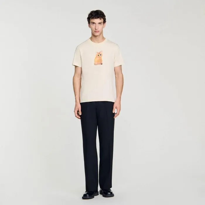 Tshirts and Polos Men SANDRO Wild Animals Tshirt Ivory