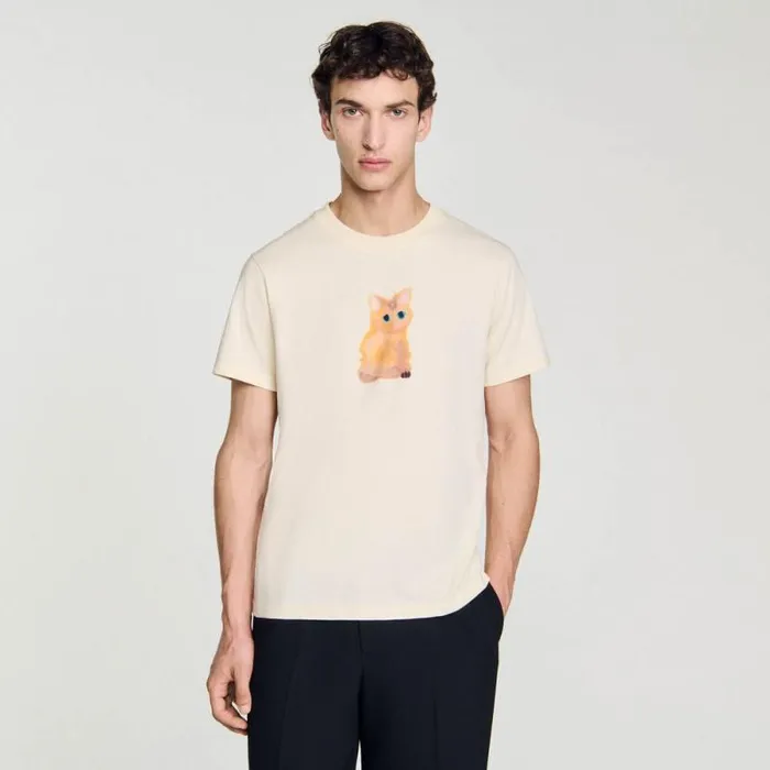 Tshirts and Polos Men SANDRO Wild Animals Tshirt Ivory