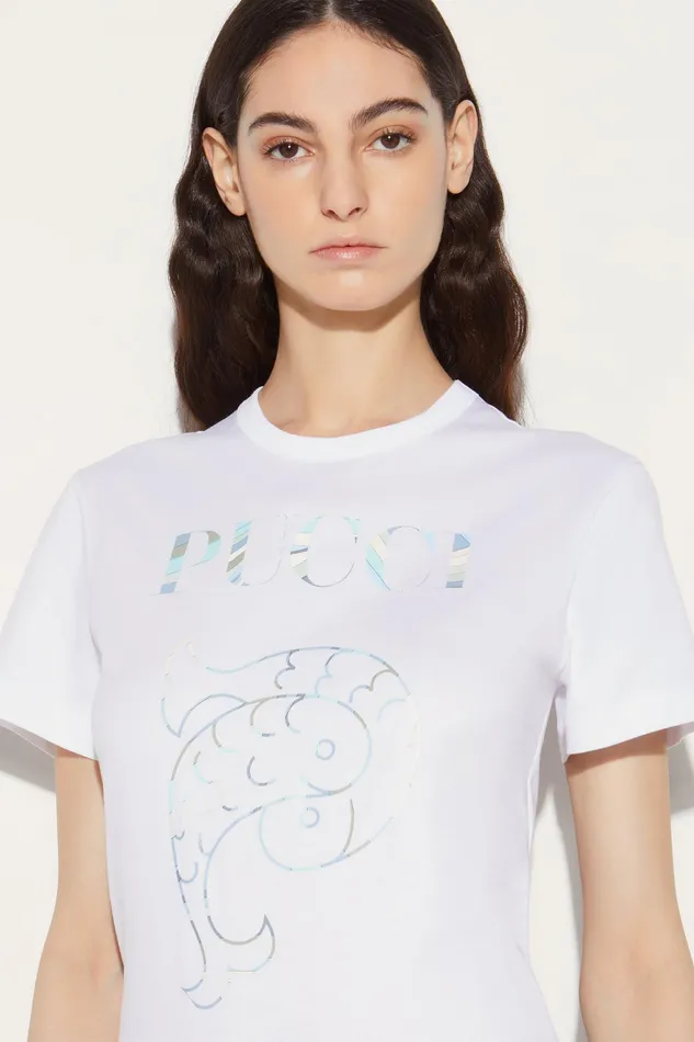 TShirts And Sweatshirts Women PUCCI LogoPrint Cotton TShirt