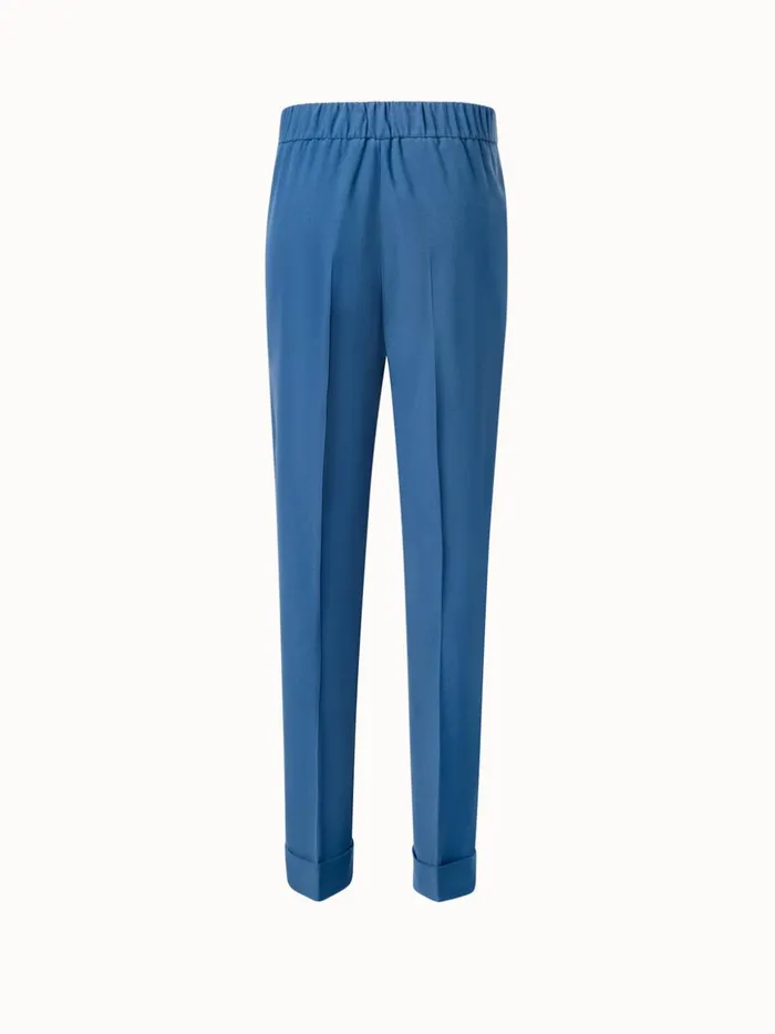 Tapered Crpe Pants With Elastic Back Medium Denim Women Akris Pants