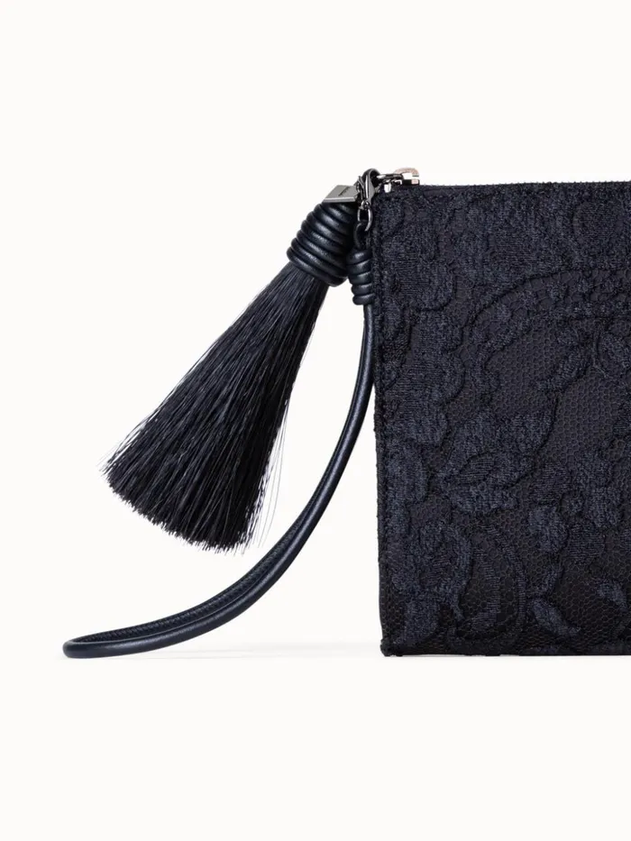 Tassel Pouch In Lace Black Women Akris Mini Bags