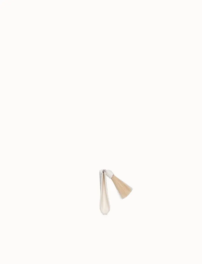 Tassle Pouch In Raffia Fabric Cream Women Akris Clutches