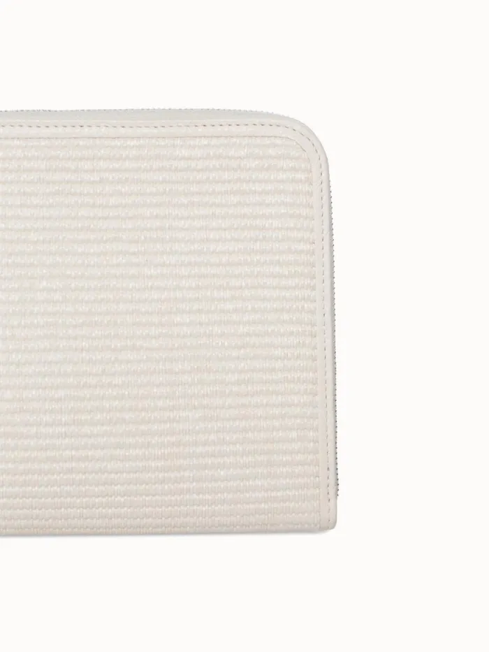 Tassle Pouch In Raffia Fabric Cream Women Akris Clutches