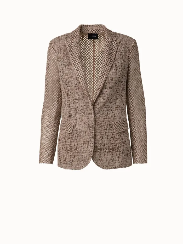 Techno Embroidery Patchwork Long Blazer Craft Women Akris Jackets