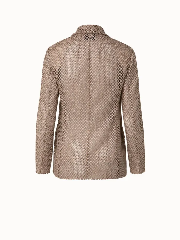 Techno Embroidery Patchwork Long Blazer Craft Women Akris Jackets