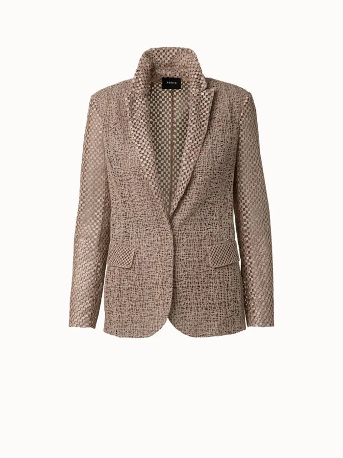 Techno Embroidery Patchwork Long Blazer Craft Women Akris Jackets