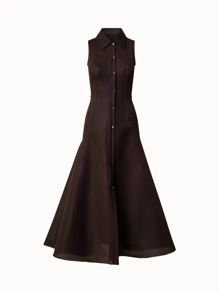 Techno Grid Maxi Dress Mocca Women Akris Dresses