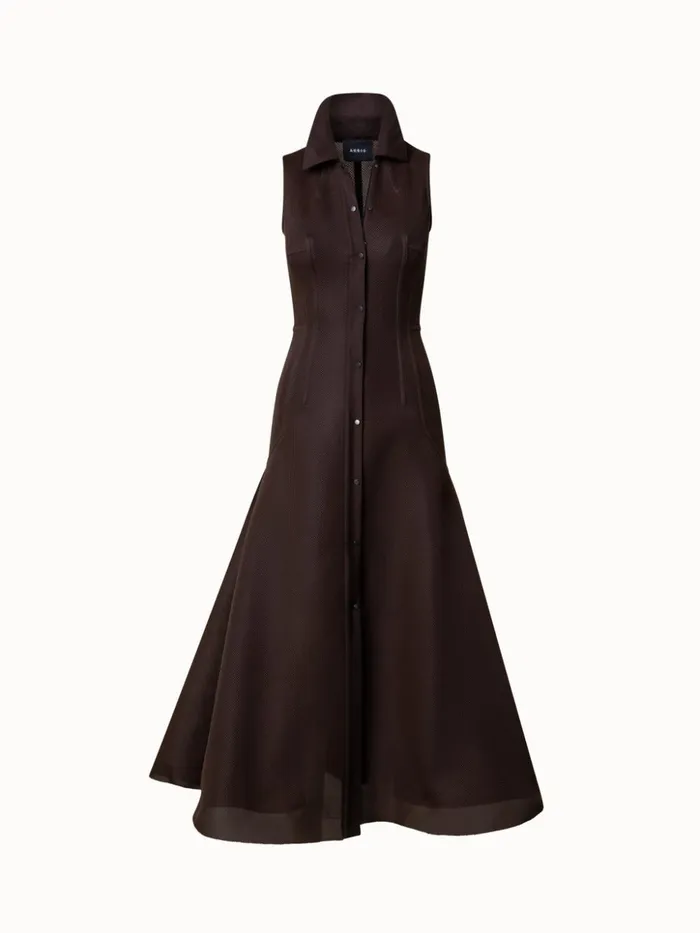 Techno Grid Maxi Dress Mocca Women Akris Dresses