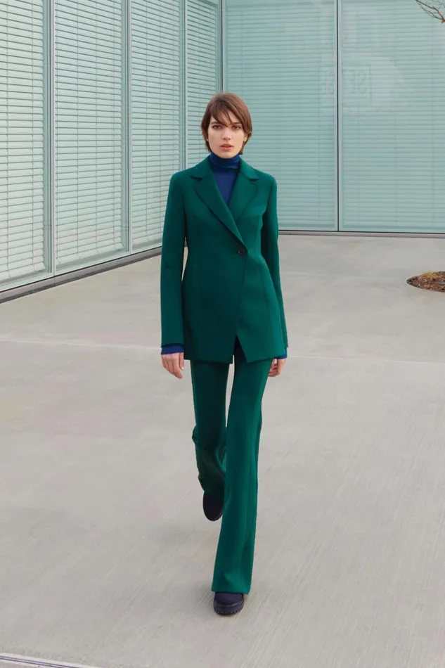 Techno Neoprene Bootcut Pants Gallus Green Women Akris Pants