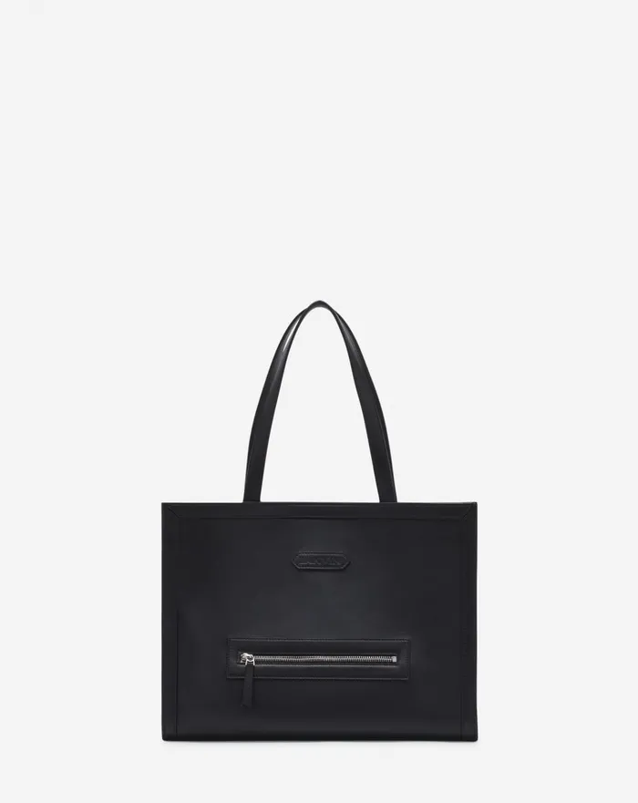 Tenor Leather Tote Bag Black Men Lanvin Tote Bags