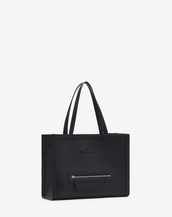 Tenor Leather Tote Bag Black Men Lanvin Tote Bags