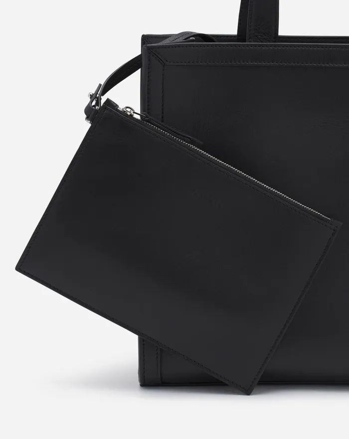 Tenor Leather Tote Bag Black Men Lanvin Tote Bags
