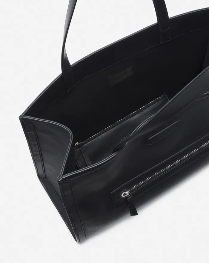 Tenor Leather Tote Bag Black Men Lanvin Tote Bags