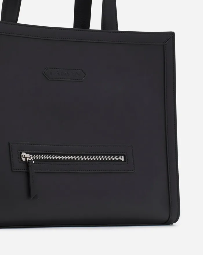 Tenor Leather Tote Bag Black Men Lanvin Tote Bags