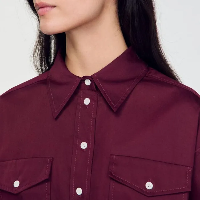 Tops and Shirts Women SANDRO Cotton Shirt Burgundy