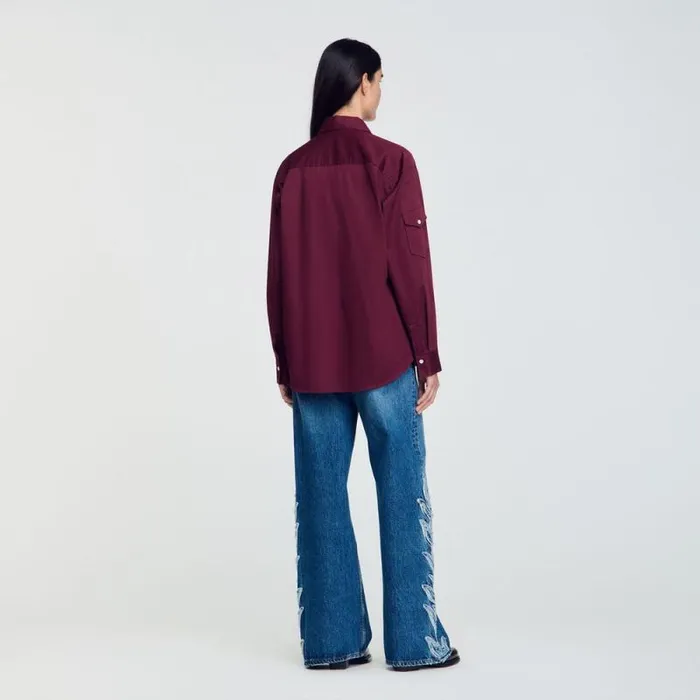Tops and Shirts Women SANDRO Cotton Shirt Burgundy