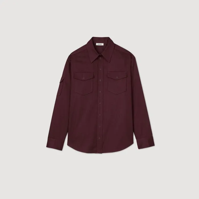 Tops and Shirts Women SANDRO Cotton Shirt Burgundy