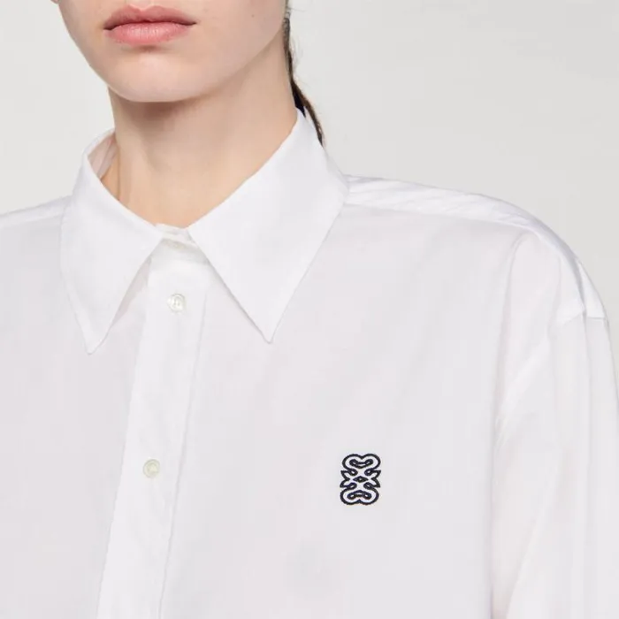 Tops and Shirts Women SANDRO Cropped Poplin Shirt White Tops and Shirts Women SANDRO Cropped Poplin Shirt White