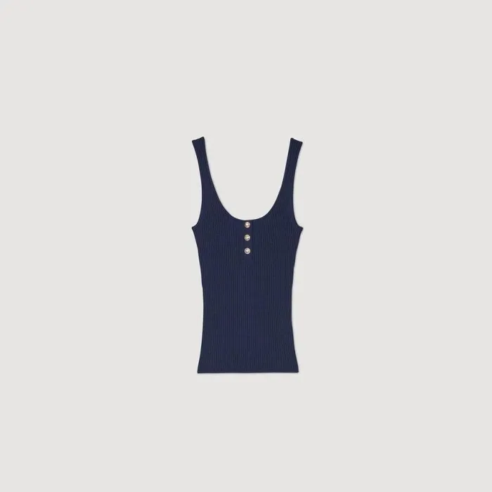 Tops and Shirts Women SANDRO Ribbed Vest Top Navy Blue