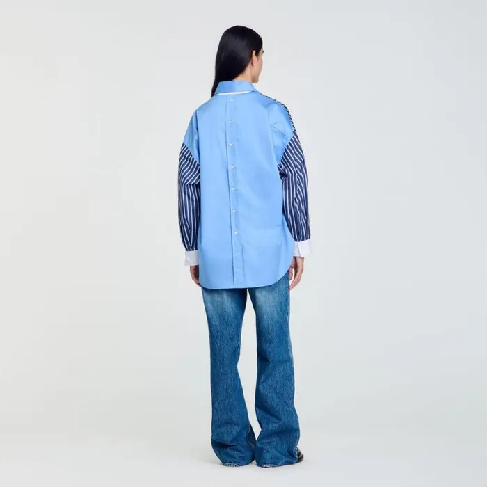 Tops and Shirts Women SANDRO Striped Shirt Marine Blanc