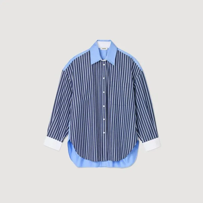 Tops and Shirts Women SANDRO Striped Shirt Marine Blanc