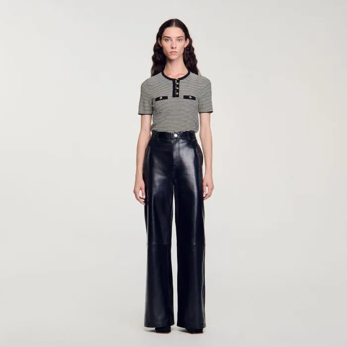Tops and Shirts Women SANDRO Striped Sweater Black