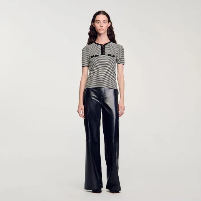 Tops and Shirts Women SANDRO Striped Sweater Black